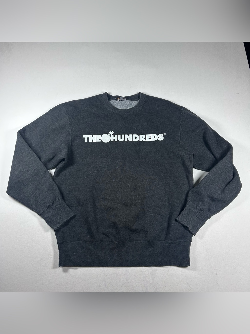 Vintage Y2K The Hundreds Skateboard Sweatshirt Gray Large Mens Faded Grunge